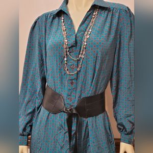 Vintage 80s printed shirt dress